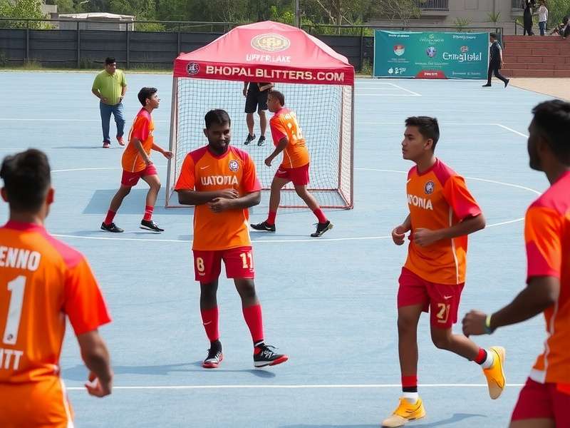 Bhopal Blitzers game cover featuring Upper Lake and players in orange jerseys